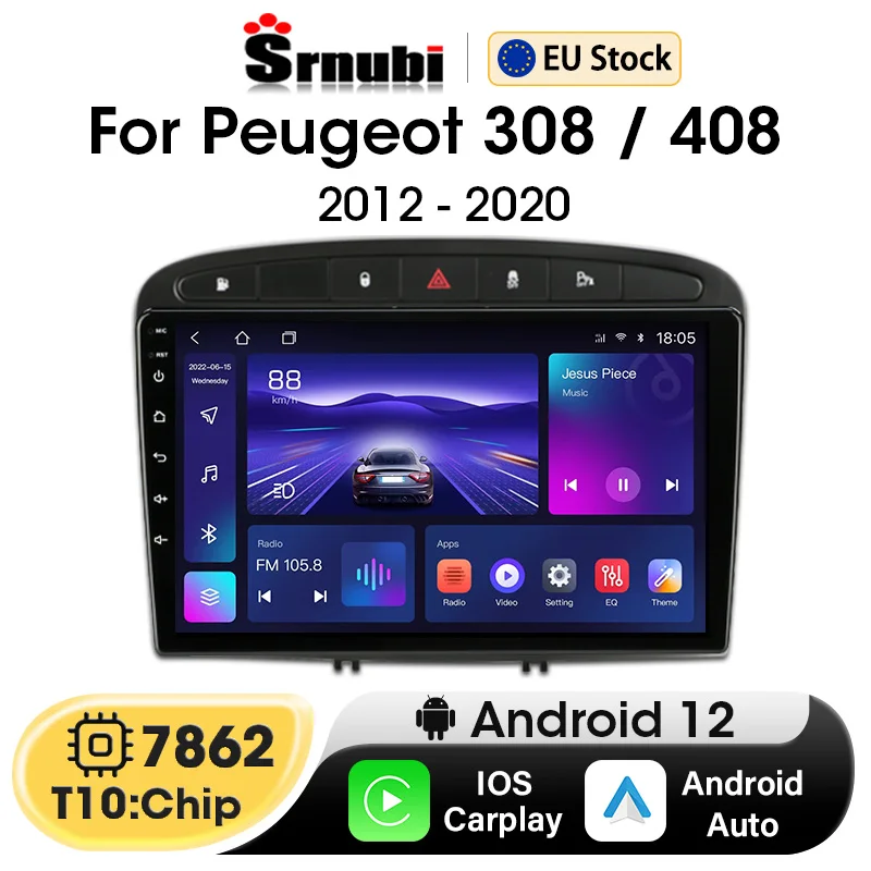 Android 12 Carplay Auto 2 Din Car Radio For Peugeot 408 2012 - 2020 For Peugeot 308 SW 2007-2015 Multimedia Player Stereo Audio