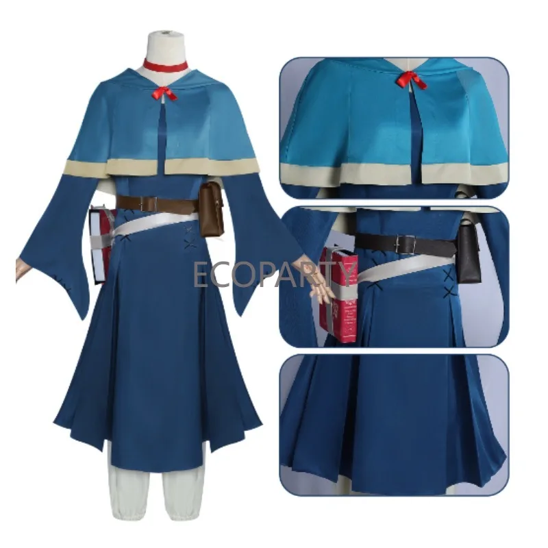 Delicious In Dungeon Marcille Cosplay Costume Marcille Cosplay Outfit Uniform Shawl Cloak Dress Pants Halloween Women ecoparty