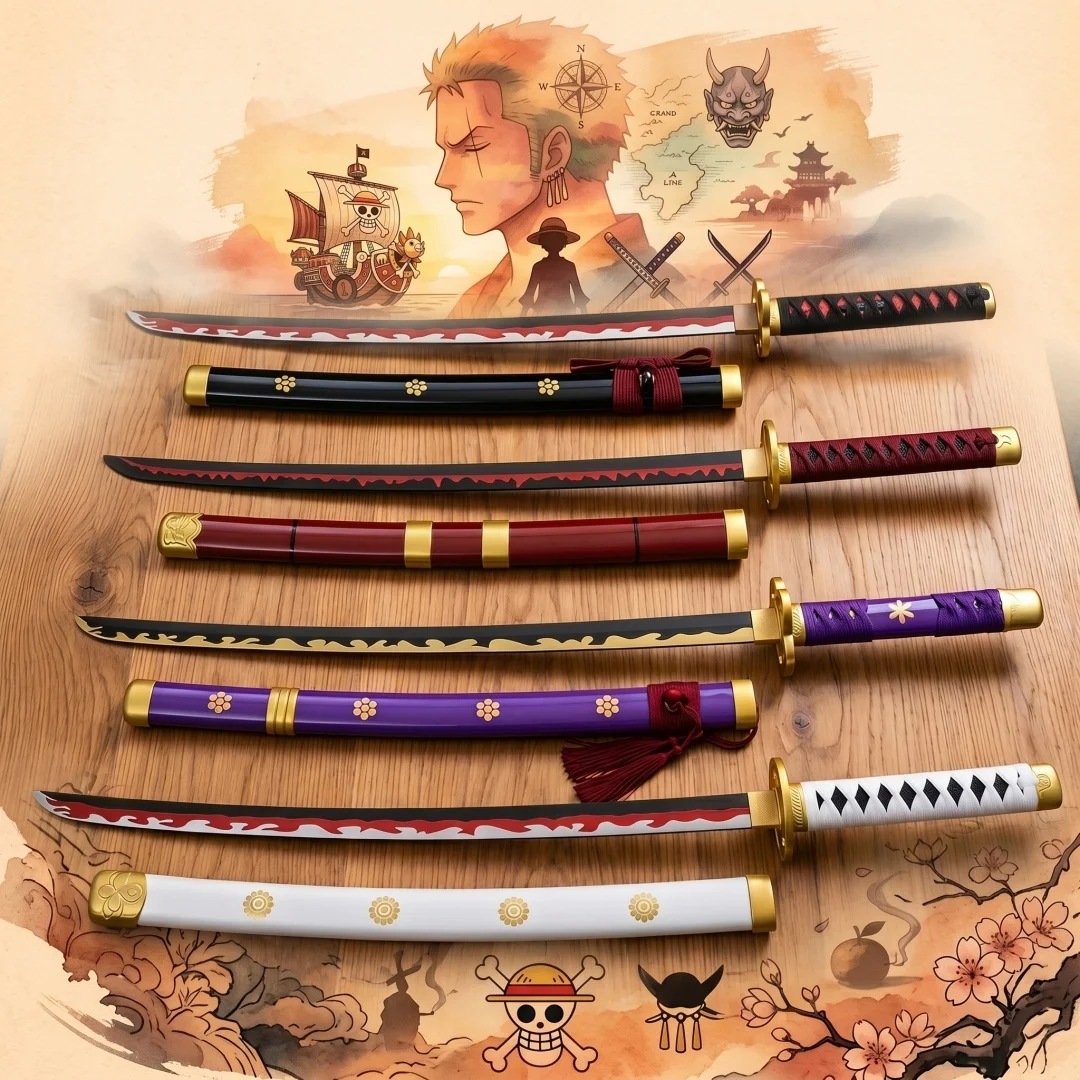 Katana Roronoa Zoro de 31 polegadas, Espada Samurai Original, Prop para Cosplay de Anime, Katana Real, Espada do Luffy de One Piece, Brinquedo Não Afiado, Presente