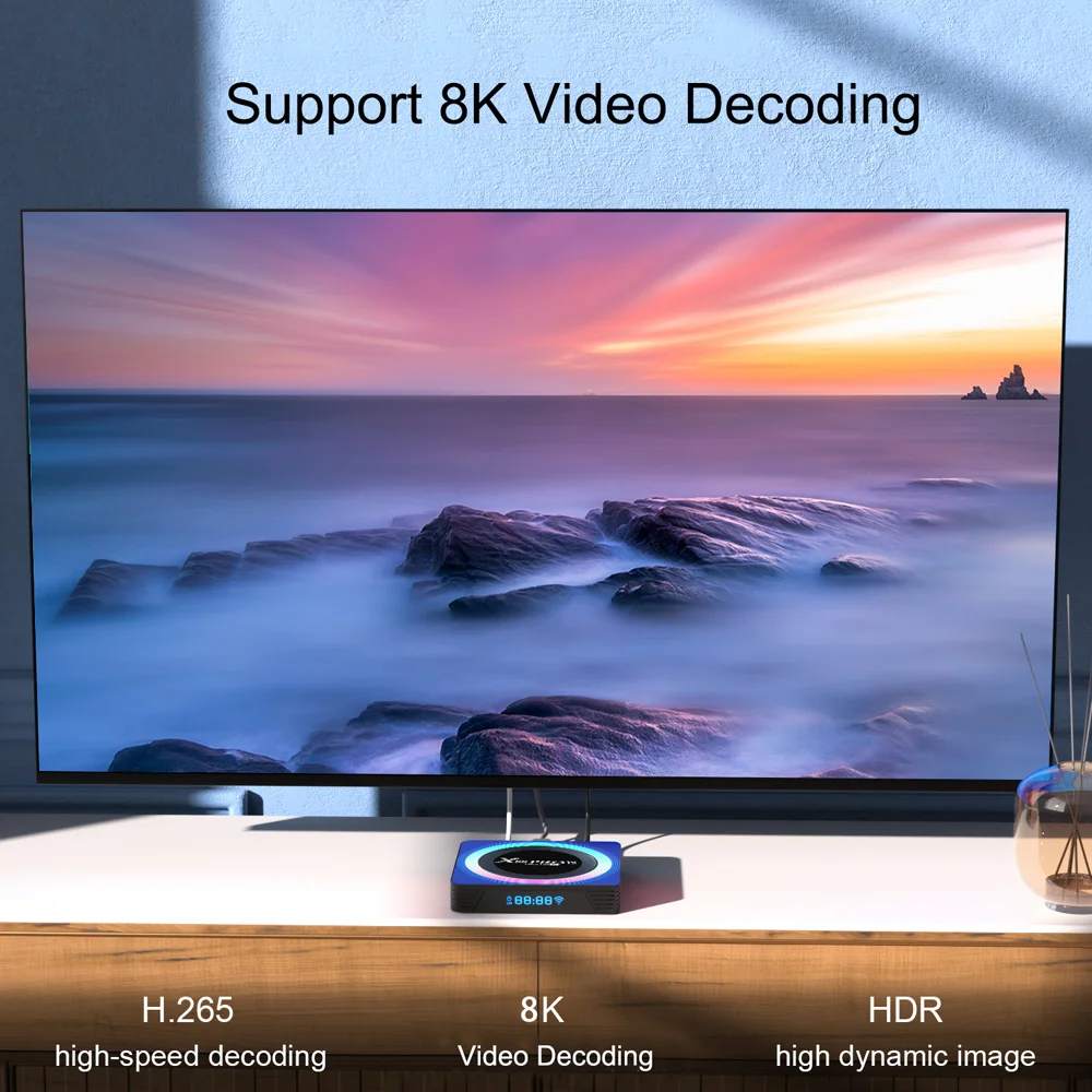 Boîtier TV intelligent X88 PRO Android 13.0 RK3528 Rockchip Quad Core Wifi6 8K LAN 100M Dual Wifi 2.4G 5G BT5.0