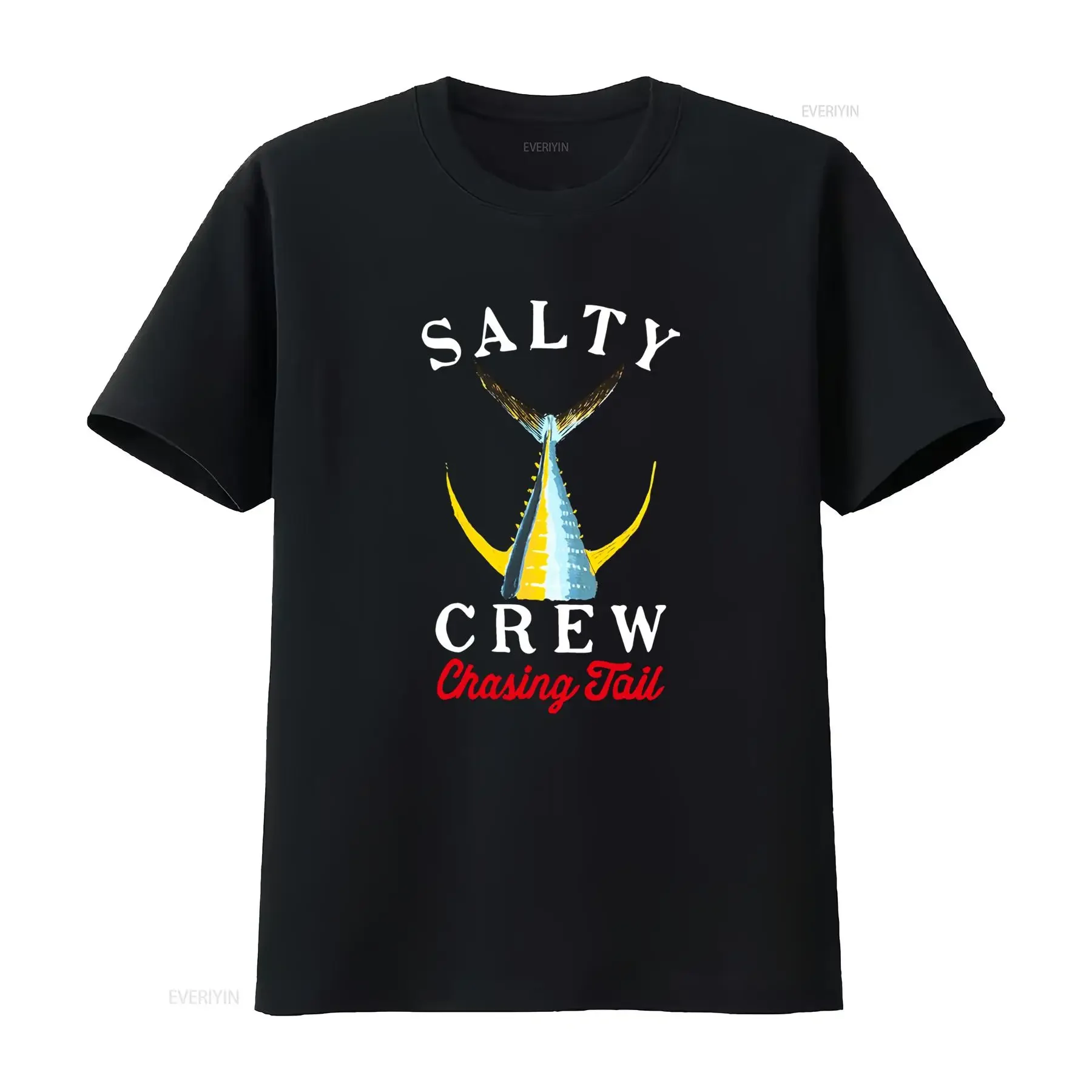 Camiseta Salty Crew para Hombre, Diseño Chasing Tail con Estampado de Cola de Banana en Amarillo, Talla Mediana, Nueva Llegada, Estilo Vintage Lavado, Casual