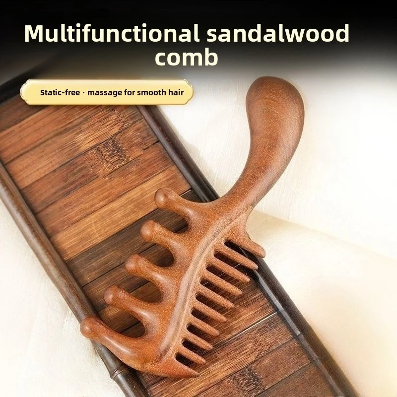 1Pcs Goldene Sandelholz Massage Kamm Meridian Kamm Körper Universal Kopfhaut Akupunkturpunkt Sandelholz Schönheit Shop Multi verwenden Kamm
