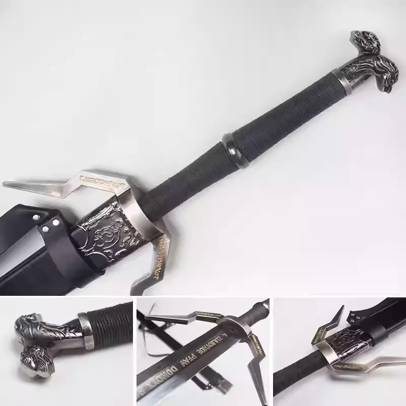120cm Wild Hunt White Wolf Steel Sword Silver Sword Livia Gerot Western Sword Stainless Steel Blade cosplay Real Sword Not Sharp