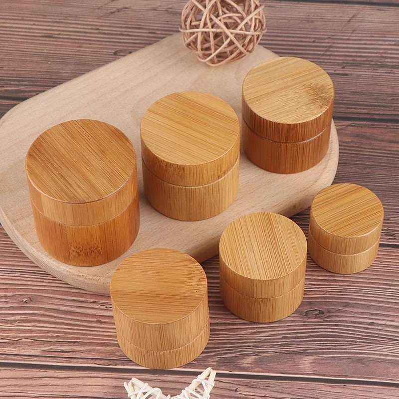 

luxury eco friendly plastic jar with lid Bamboo Covered Cream Plastic Jars lot Biodegradable CBD oil Essence cream Container