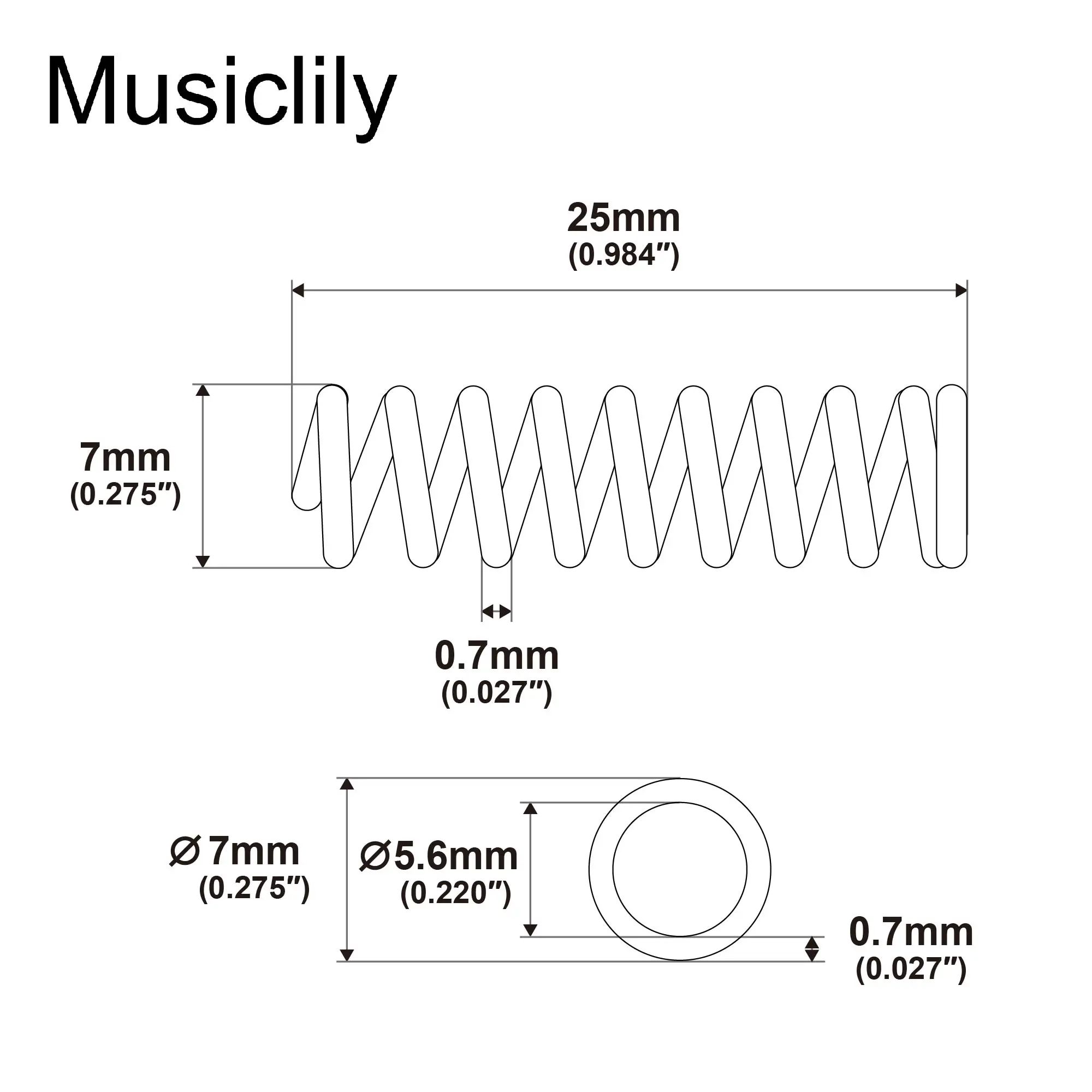 Musiclily Pro Steel 25mm Electric Guitar Humbucker Pickup Mounting Springs, Nickel (Set of 20)
