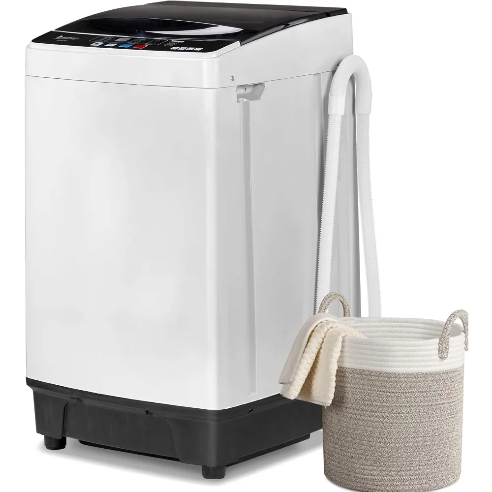 

Top Load Portable Washing Machine 15.6Lbs 2 in 1 Full Automatic with Drain Pump 10 Wash Programs 8 Water Level Settings for Home