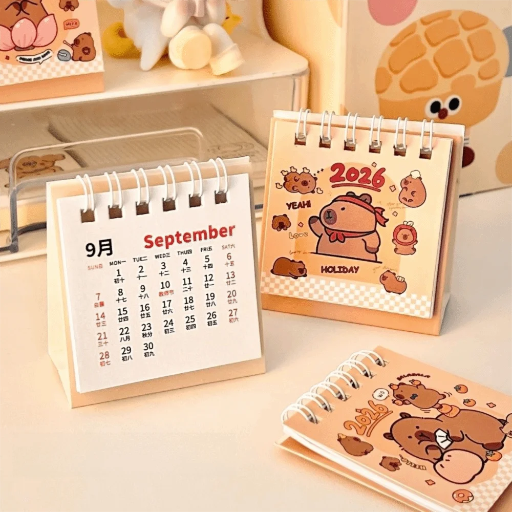 2026 Year Mini Desk Calendar Cartoon Capibara Planner Format Desktop Calendar Daily Planner Desktop Decoration