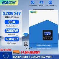 Easun Power Hybrid Solar Inverter MPPT 3.2KW 24V Solar Inverter 3200VA 3000W 80A 450V PV Input WIFI Solar Controller in EU