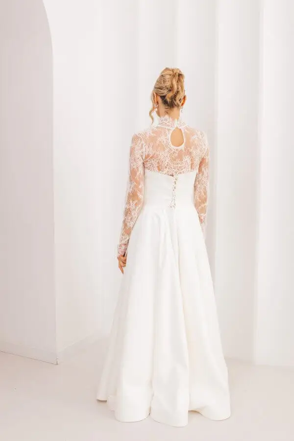 Customized Lace Wedding Boleros Full Sleeves High Neck Bride Shrug Women Special Occasion Bridal Jacket image 2