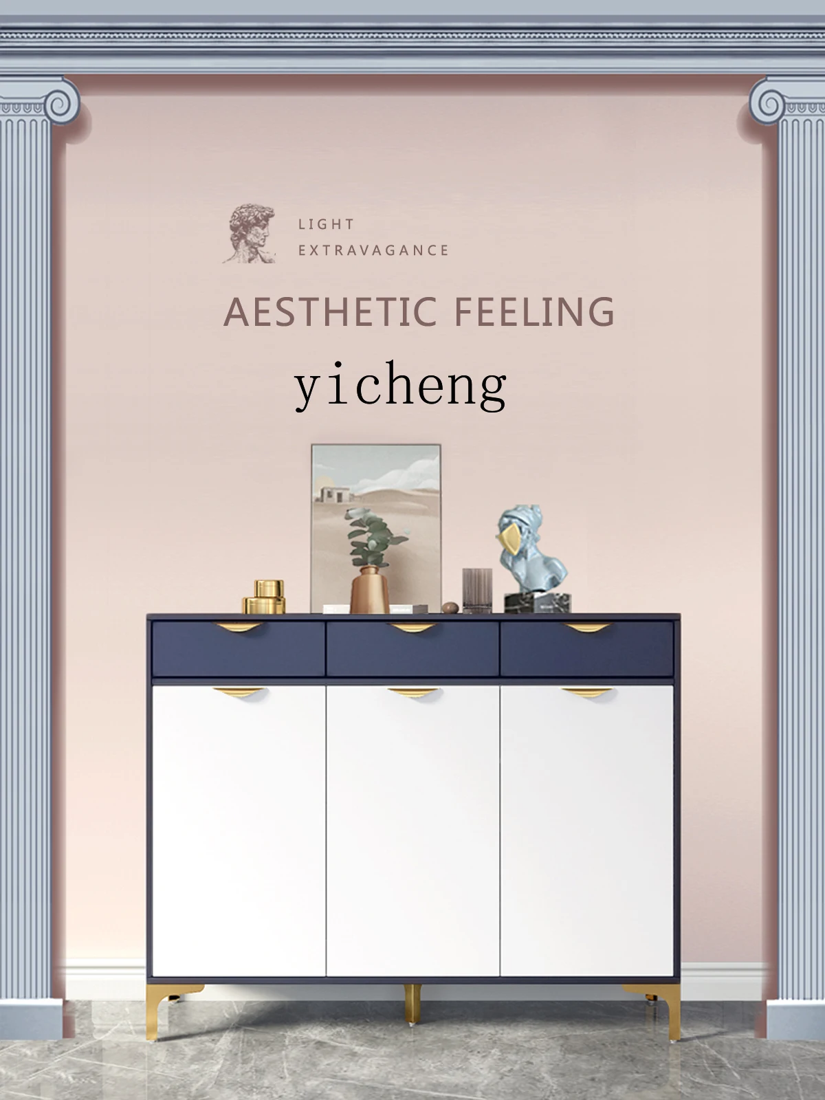 

LX Home Entrance Light Luxury Shoe Cabinet Balcony Entryway Decorative Cabinet with Large Capacity Drawers