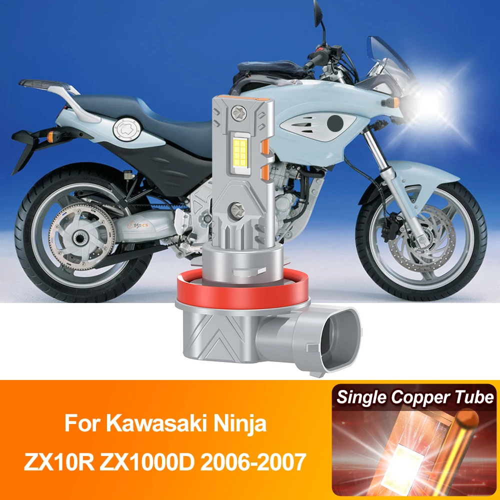 

10000LM H11 Motorcycle Headlight Bulb 6000K Moto Headlamp 12V 24V Plug And Play For Kawasaki Ninja ZX10R ZX1000D 2006 2007