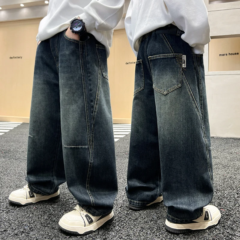 

Осень 2025 года, новые поступления, однотонные широкие джинсы, индивидуальные модные повседневные длинные брюки, высокое качество