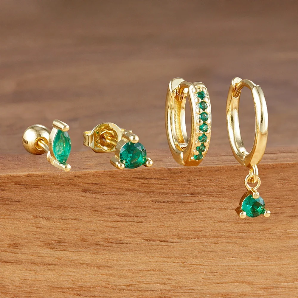 4PCS New Stainless Steel Zircon Gold Color Hoop Earrings Set for Women Small Stackable Elegant Cartilage Piercing Jewelry aretes