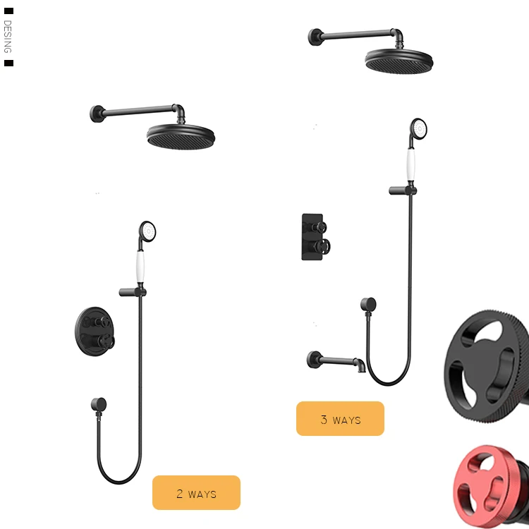 Black 10 inch Rain head Hand held wall mount Waterfall Tub Spout Faucet Set Rain Shower System