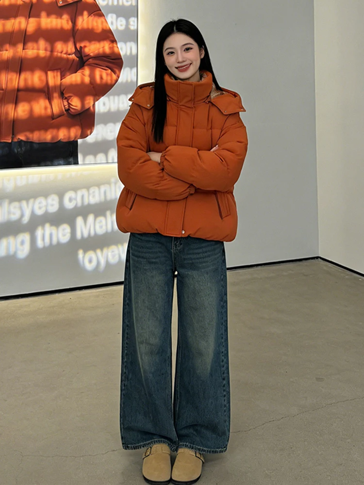 

Пальто Ele Thiened с капюшоном из искусственного меха, женское, премиум-качества, на хлопковой подкладке, в корейском стиле, для повседневной носки