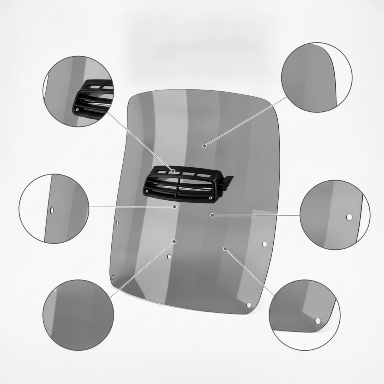 Windshield with Vent 4mm Motorcycle Windshield Motorcycle Wind Deflector Curved Clear for Riders, Commuting