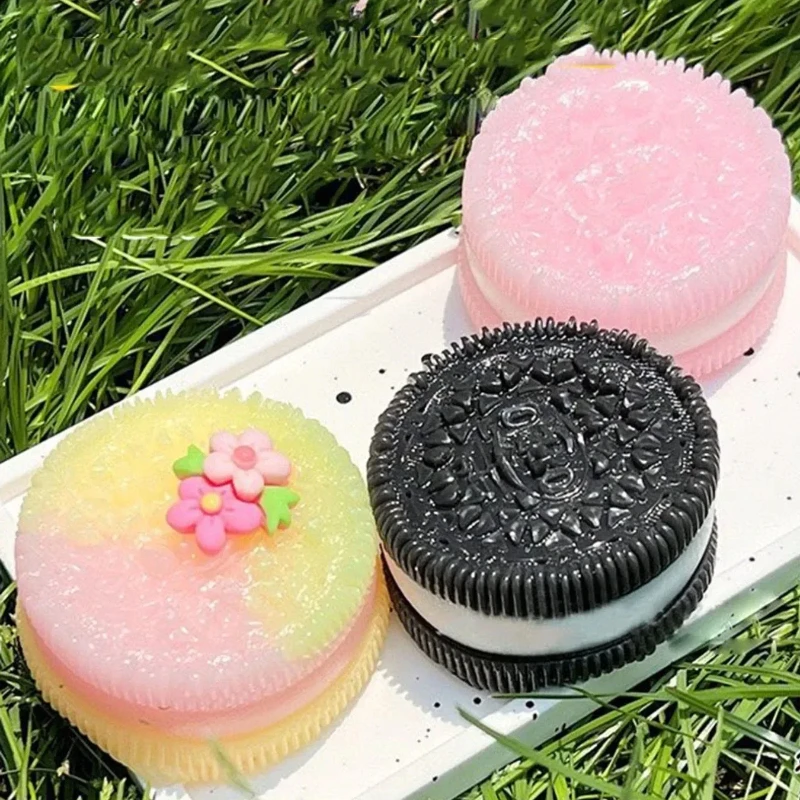 Oreo Cookie Pinch Squishy Toys Oreo Sandwich Cookie Pinch Happy Silicone Gift Super Soft Exhaust Vent Squeeze Toy Christmas Gift