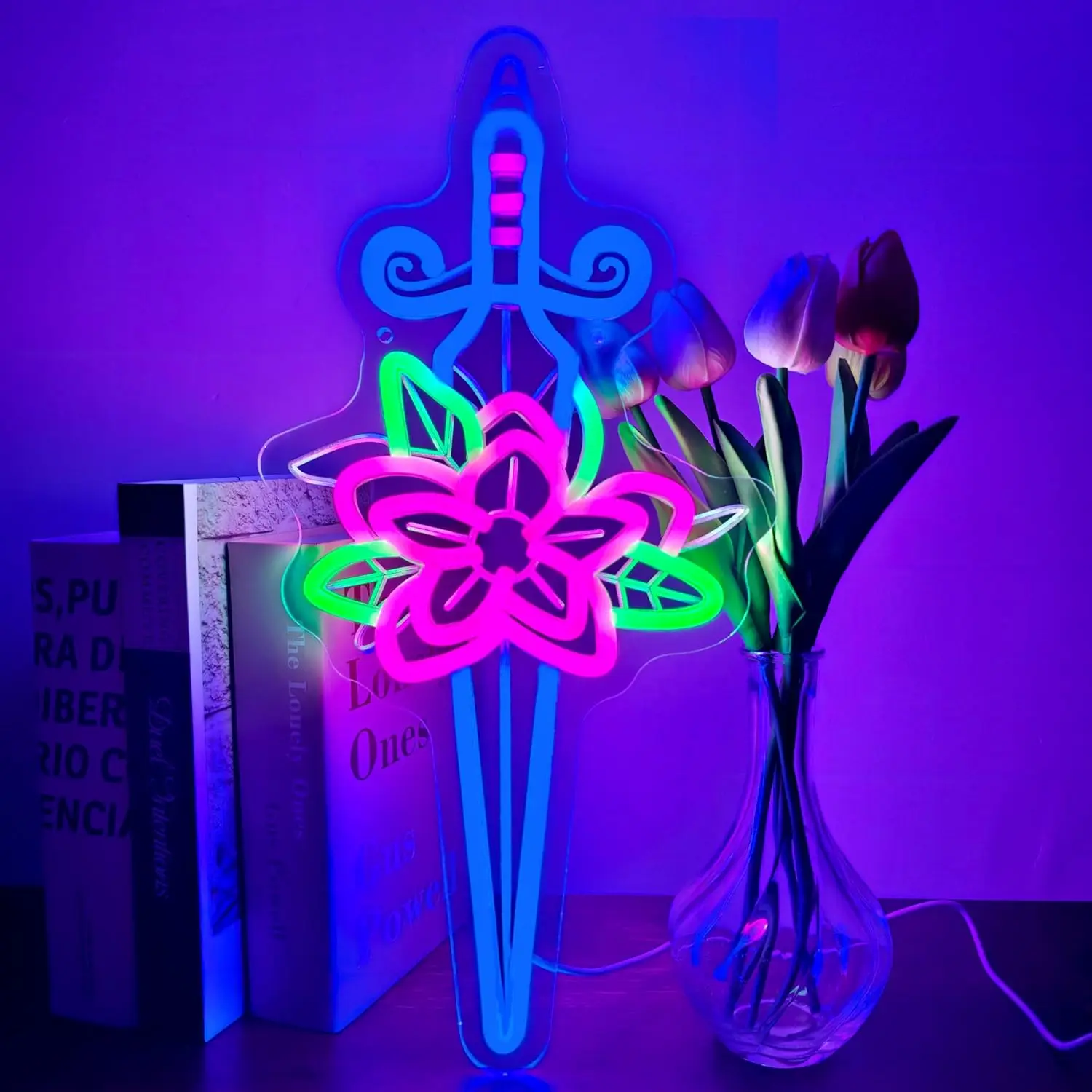 ثلاثية الأبعاد منحوتة الأزهار Épée النيون تسجيل 5 فولت USB عكس الضوء LED ضوء النيون لصالون الوشم حانة لعبة غرفة نوم ديكور الحفلات هدية