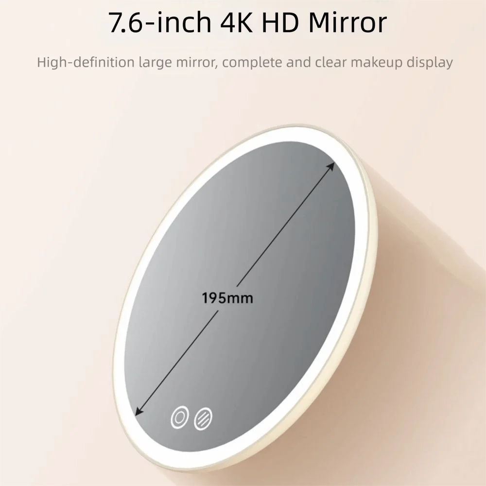 Removable Makeup Mirror with LED Light Rotatable Stepless Dimming Adjustable Desktop Mirror with Storage Base Touch Control