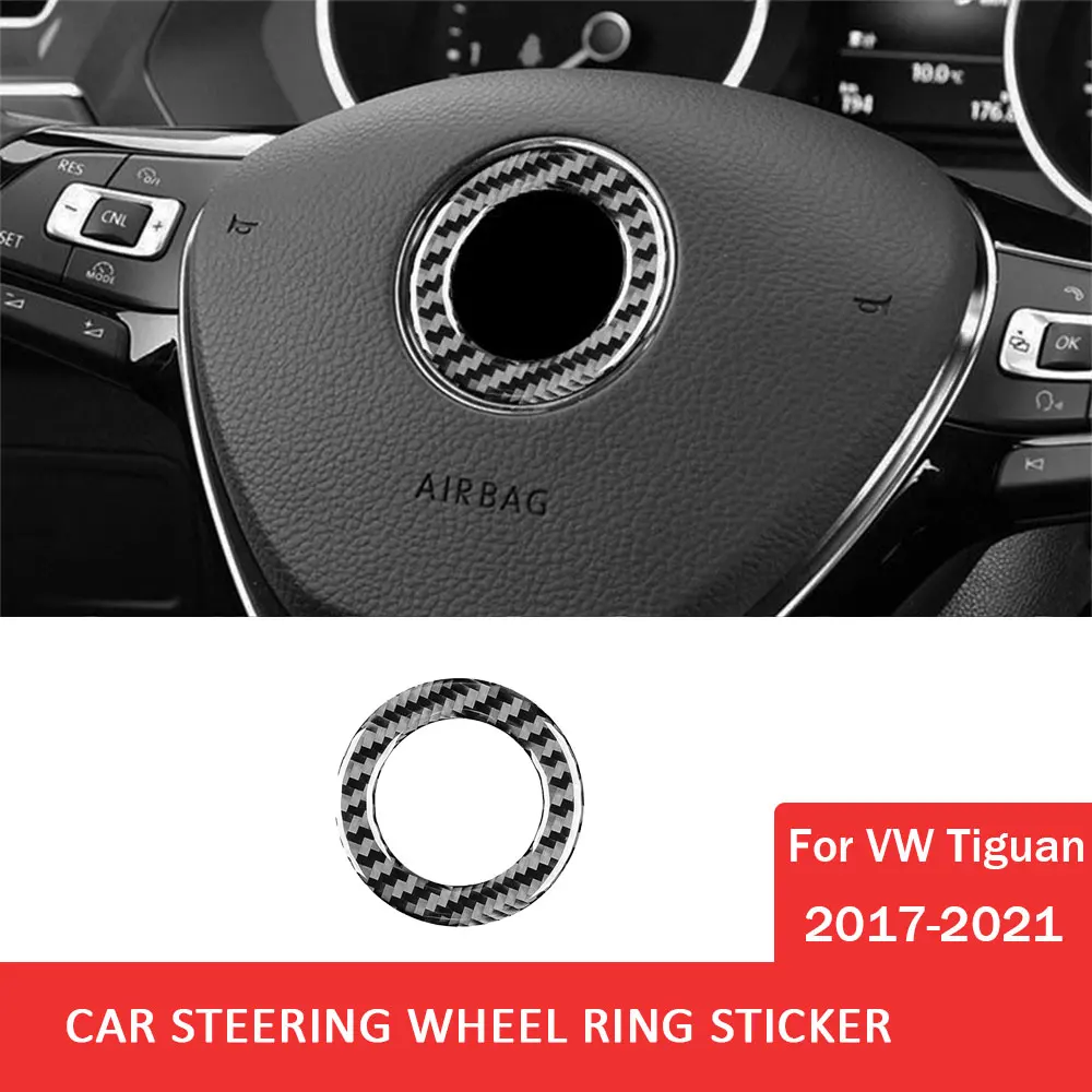 

Car Steering Wheel Ring Trim Sticker for Volkswagen VW Tiguan 2017-2021 Carbon Fiber Decoration Auto Interior Accessories