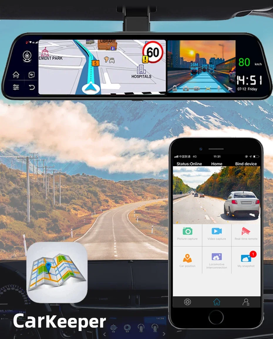 Bluavido 4G ADAS android autó Tükör videó diktafon GPS Hajózás 12 hüvelykes hátsó Látkép DVR 1080P Gondolatjel camer wifi Távoli Ellenőrző