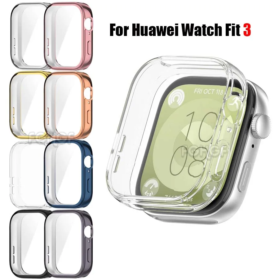 Protective Case For Huawei Watch Fit 3 Smart Watch TPU Full Cover Screen Protector For Huawei Fit 3 Bumper Frame Shell Accessory