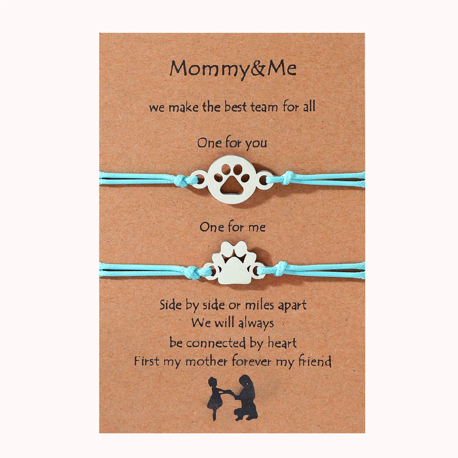 New Mother\'s Day Bracelet Simplified Stainless Steel Dog Claw Parent Child Card Weaving Bracelet Gift Wholesale