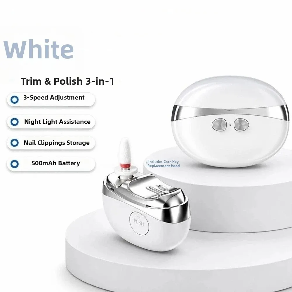 Rechargeable Electric Nail Clippers Multifunctional Portable Automatic Nail Trimmer Easy To Use LED Light Nail Grinder