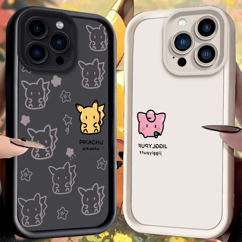 حافظة بوكيمون بيكاتشو جيجليبف لهاتف آيفون 16 E 15 14 13 12 Mini 11 Pro Max XS X 8 7 Plus SE غطاء خلفي من السيليكون الناعم السائل #1