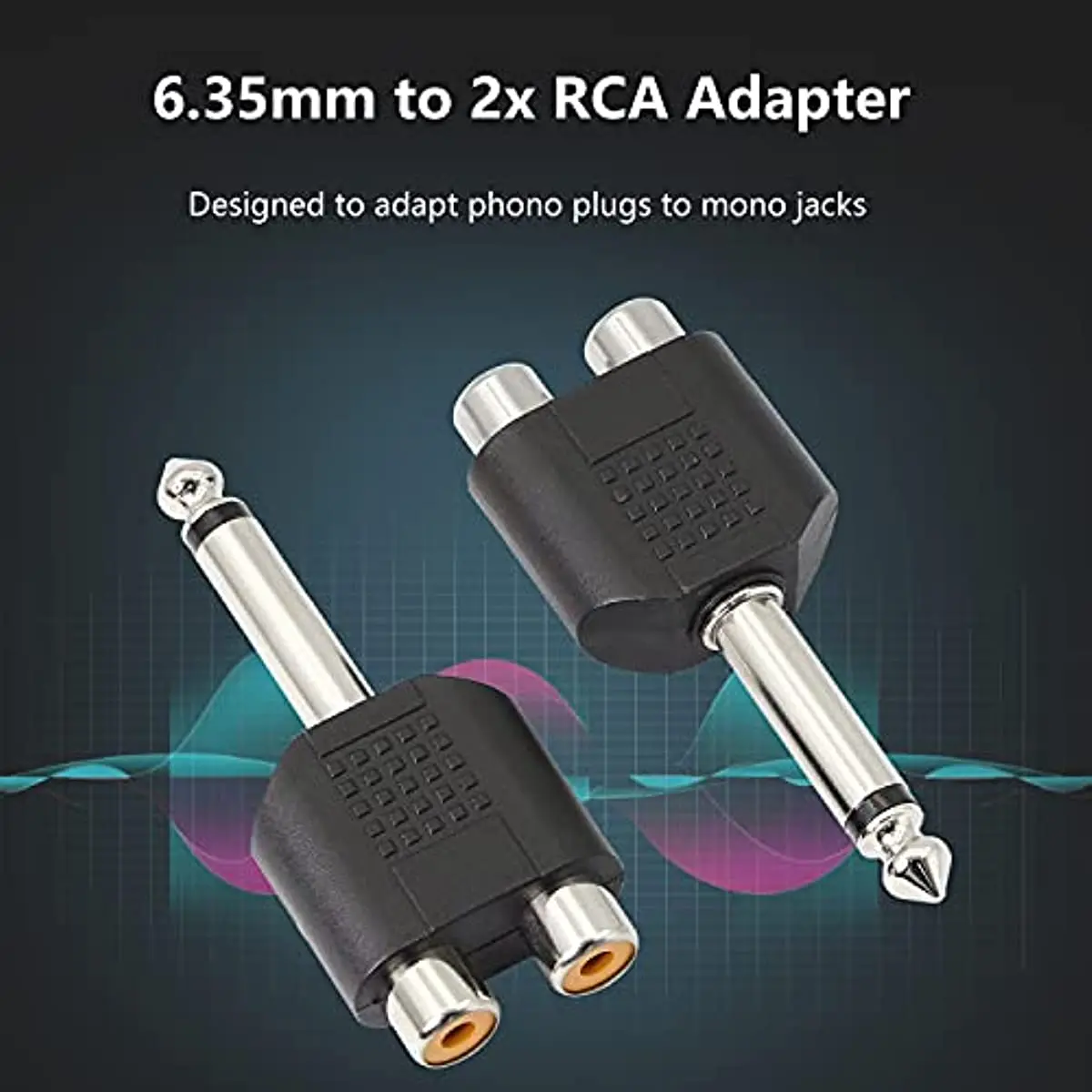 Nku 6.5 6.35mm TS Mono 1/4 Inch Male Plug to Dual RCA Female Jack Y Splitter Audio Adapter Converter for KTV Speaker Sound