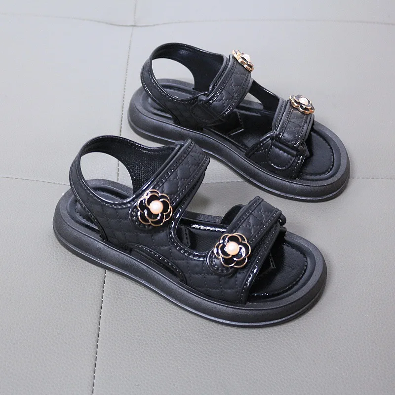 Classmate summer new girls flower accessories simple daily casual sandals versatile open-toed beach shoes slippers