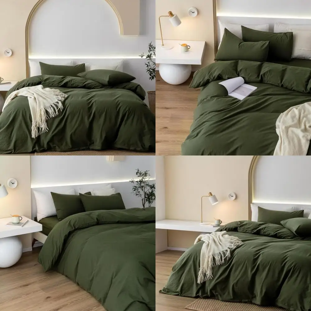 

King Size 100% Cotton Washed Duvet Cover Set - 3 Piece with Pillowcases, 104x90 Inches, Comforter Not Included, Large Pillowcase