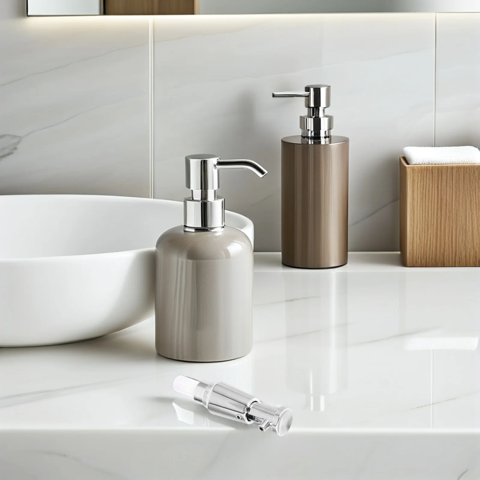 

Stainless Steel Soap Dispenser Pump Replacement Leakproof Manual Pump Head for Bathroom Kitchen Office Wall Mount Soap