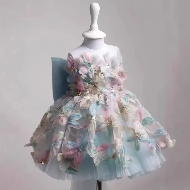 

Детское нарядное платье, пышное шелковое платье принцессы, высококачественное платье для выступлений, платье на день рождения для девочек, платье для маленьких девочек