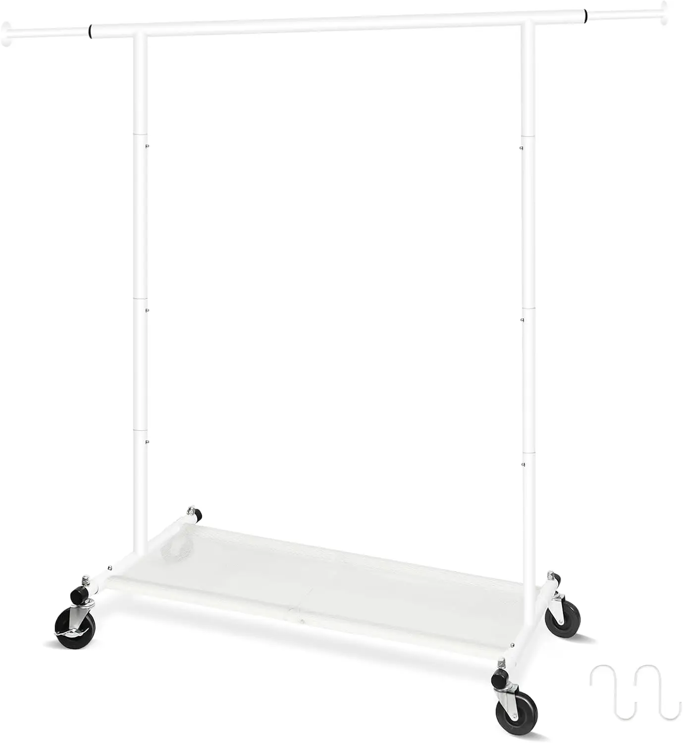 Sand White Single Pole Storage Supplies Independent Metal Load-Bearing Clothing Rack with Mesh