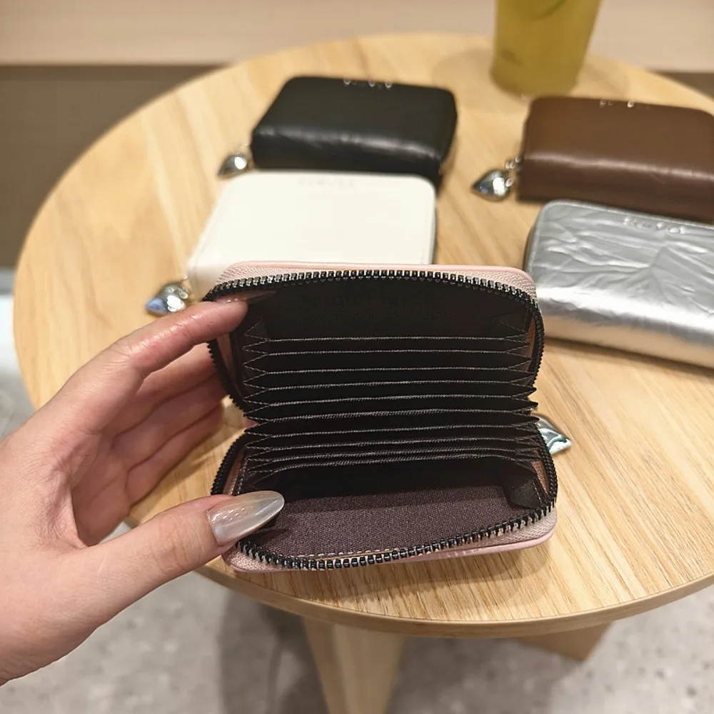 

Zipper Closure Heart-Shaped Pendant Wallet Large-Capacity PU Leather Women's Wallet Cracked Design Student Clutch Bag