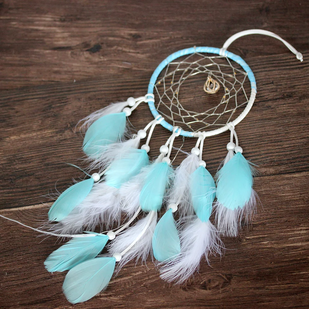 

Lighted Dream Catcher Hanging Handmade Sky Blue Decorative for Home Bedroom Balcony Window Decoration Dream Catcher