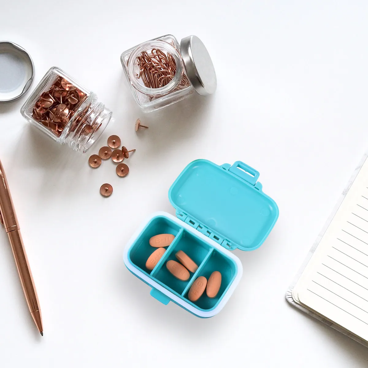 

7Pcs Pill Storage Box Medicine Organizer Plastic 3 Compartments Travel Storage Container Case Household Organizer Portable