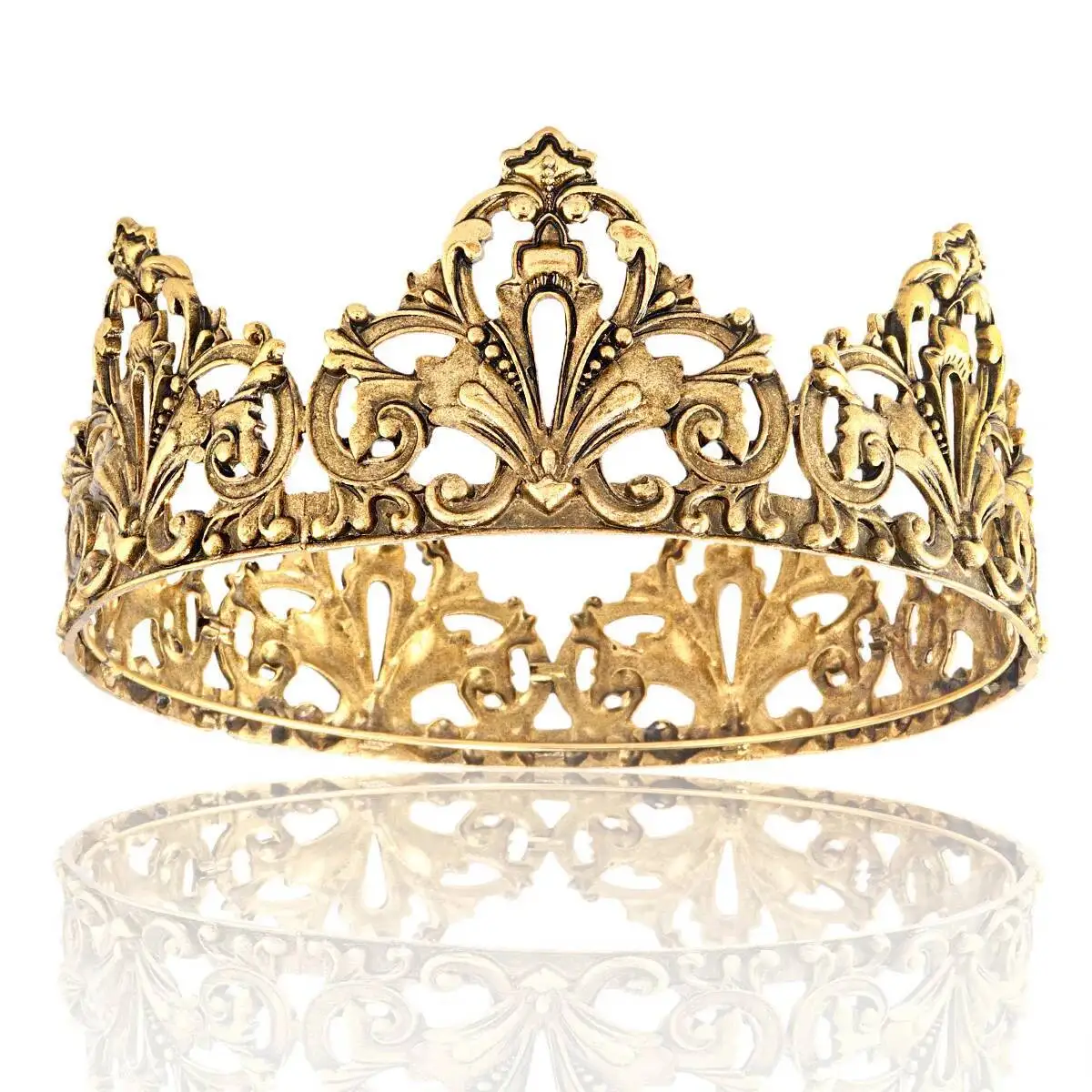 Royal King Tiaras And Crowns For Men Round Gold Prince Medieval Crowns Women Birthday Pageant Diadem Costume European Headpieces