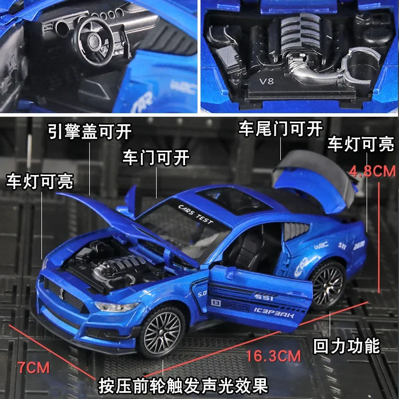 1:32 فورد موستانج شيلبي GT500 نموذج سيارة سبيكة يموت يلقي عالية محاكاة السوبر التراجع طفل سيارات لعبة للأطفال #2