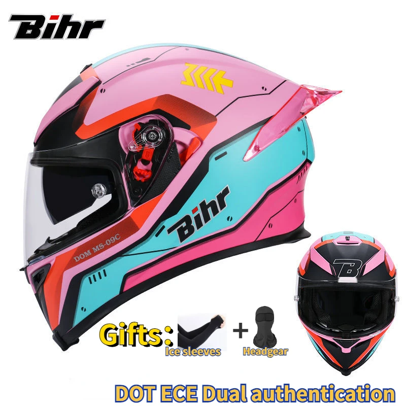 BIHR Motorcycle Helmet Full Face Double Lens Casco De Moto Racing Motocross Capacete Light Weight DOT ECE Certificate Casque