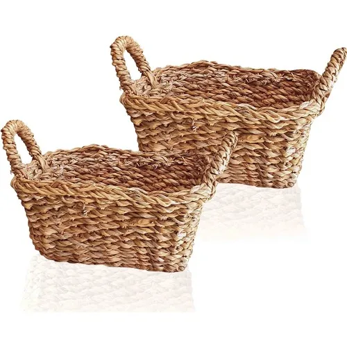 The Mia Straw Square Bread Basket 20x20 X10 cm