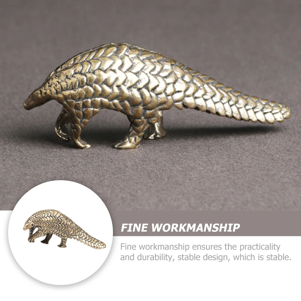 

1pc Retro Style Brass Pangolin Desktop Decor Vintage Adornment Miniature Ornament Office Craft Golden Metal Small Animal Gift