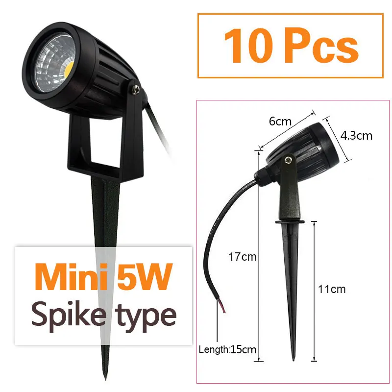 teetealy 10pcs led rasen lampe wasserdichte garten leuchte ac220v 110v 7w 5w DC12-24V im freien led spike lichtweg landschaft ip65 spot birnen 3