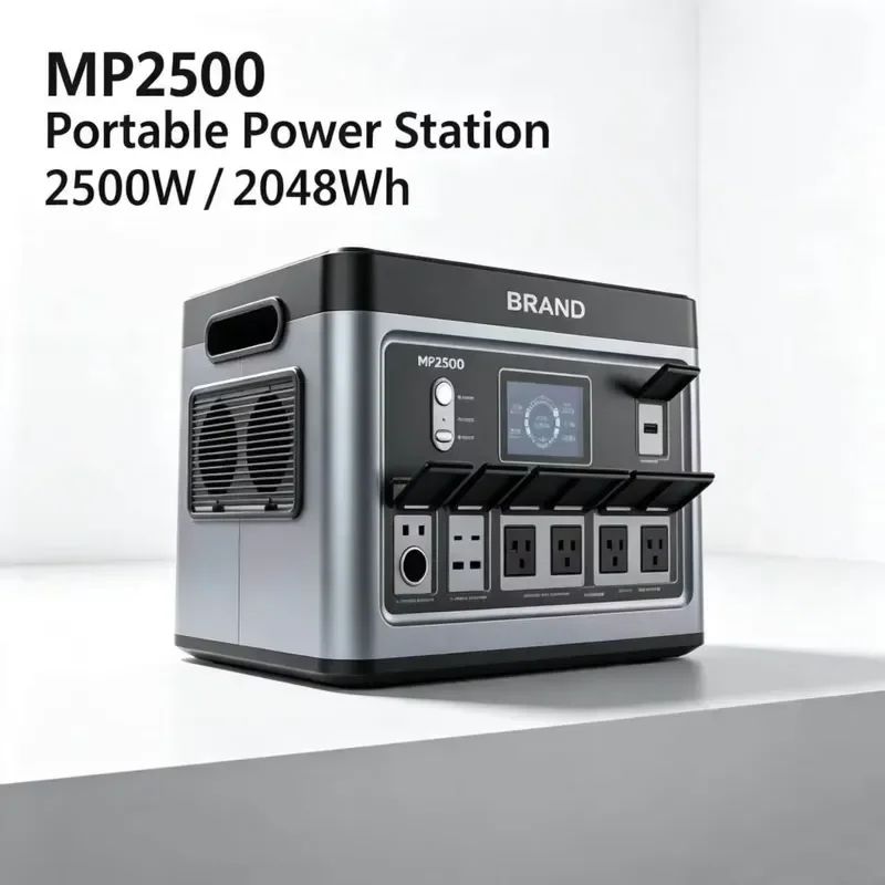 2500W Portable Power Station 2048Wh LiFePO4 Battery Pure Sine Wave MPPT Solar Generator 110V 220V Emergency Backup RV Camping