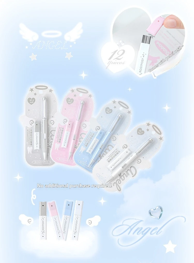 1PC Engel Automatische Mine Set Hohe Schönheit Stil Grundschüler Blei Core Set Student Spezifischen Bleistift – Detail 2