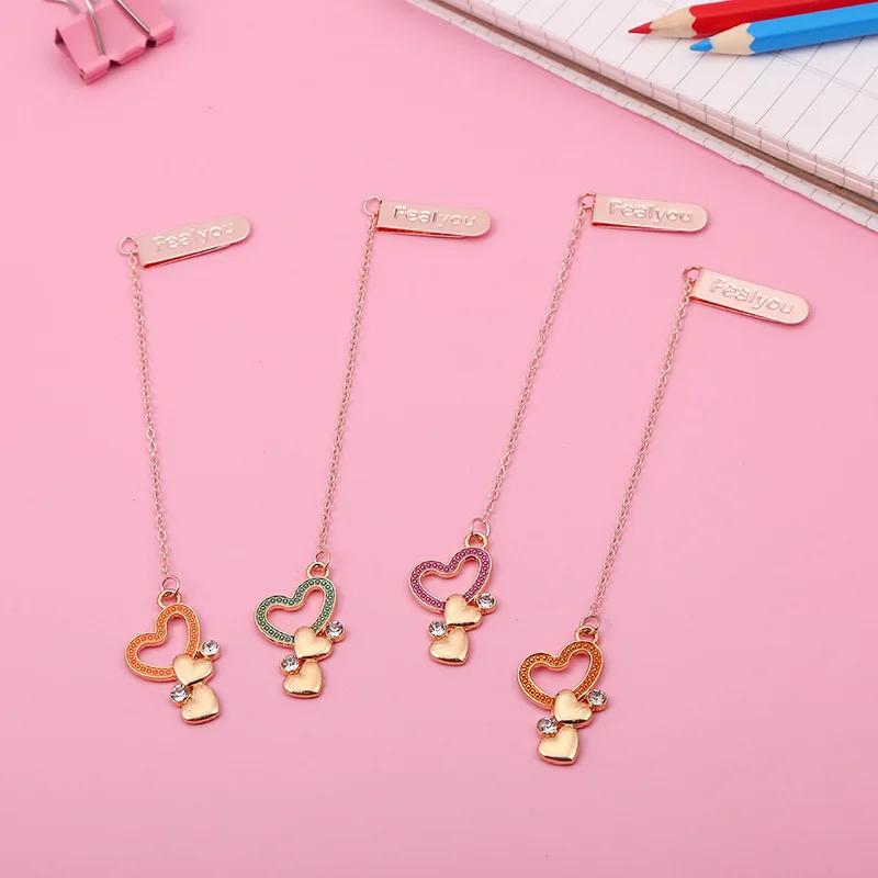 2pcs Cartoon Star Pattern Shape Metal Bookmark for Book Clips Cute Small Pendant Special-shaped Book Page Folder Bookmarks