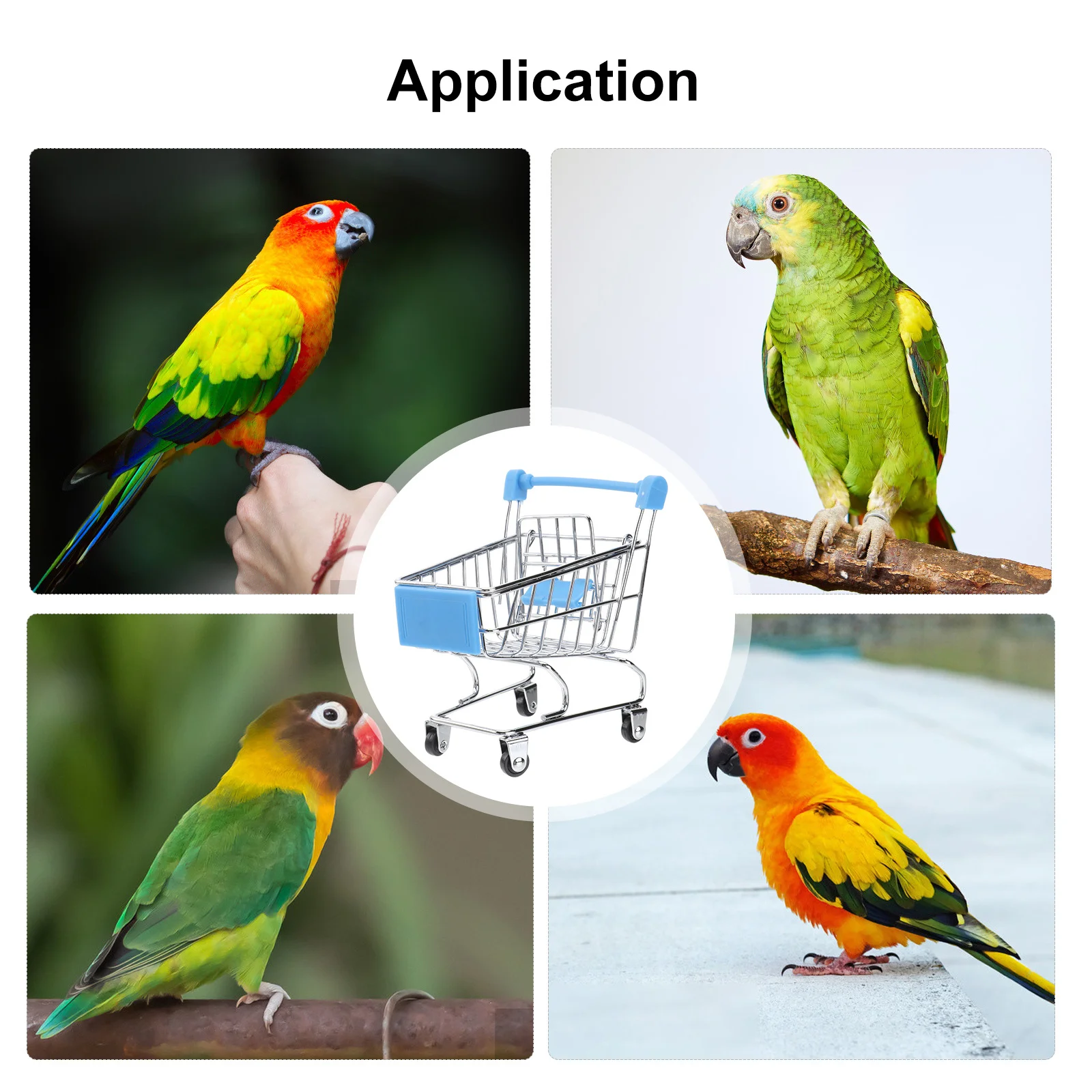 Metalen mini-winkelwagentje Hemelsblauw Duurzame constructie Uittrekbare kinderzitje Stijlvolle itemsorteerder Mini-winkelwagentje