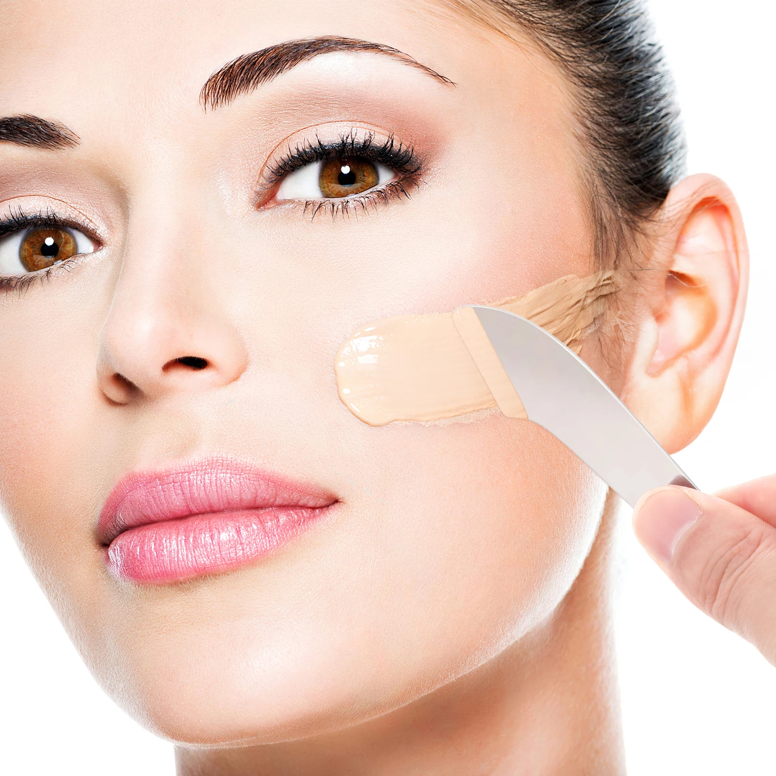 Stainless Steel Spatula for Makeup Mixing Foundation Blush Eye Shadow Lip Color Metal Beauty Tool Resists Breakage