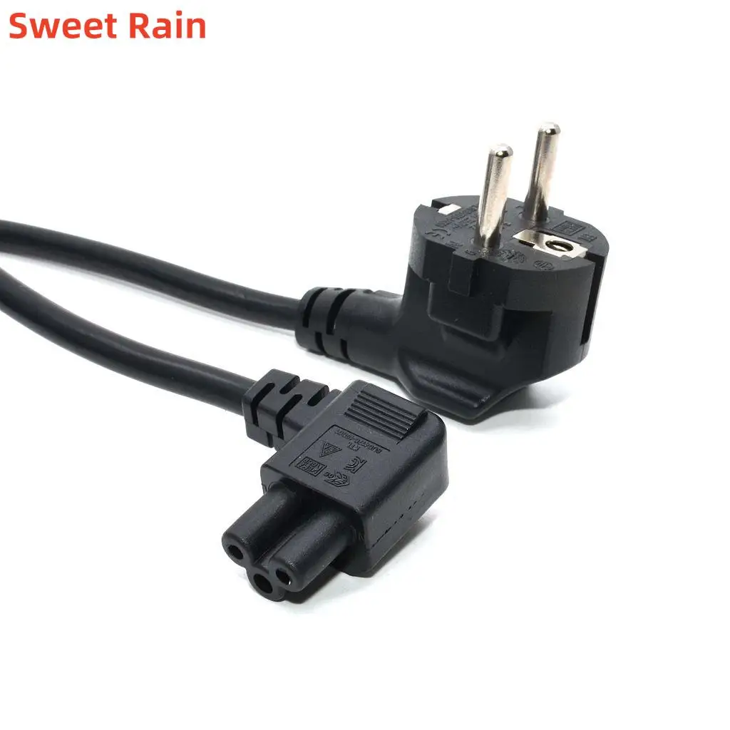 EU 2 Pin Plug to C5 90 degree/Angle Cloverleaf Lead  Power Cable Lead Cord PC Monitor